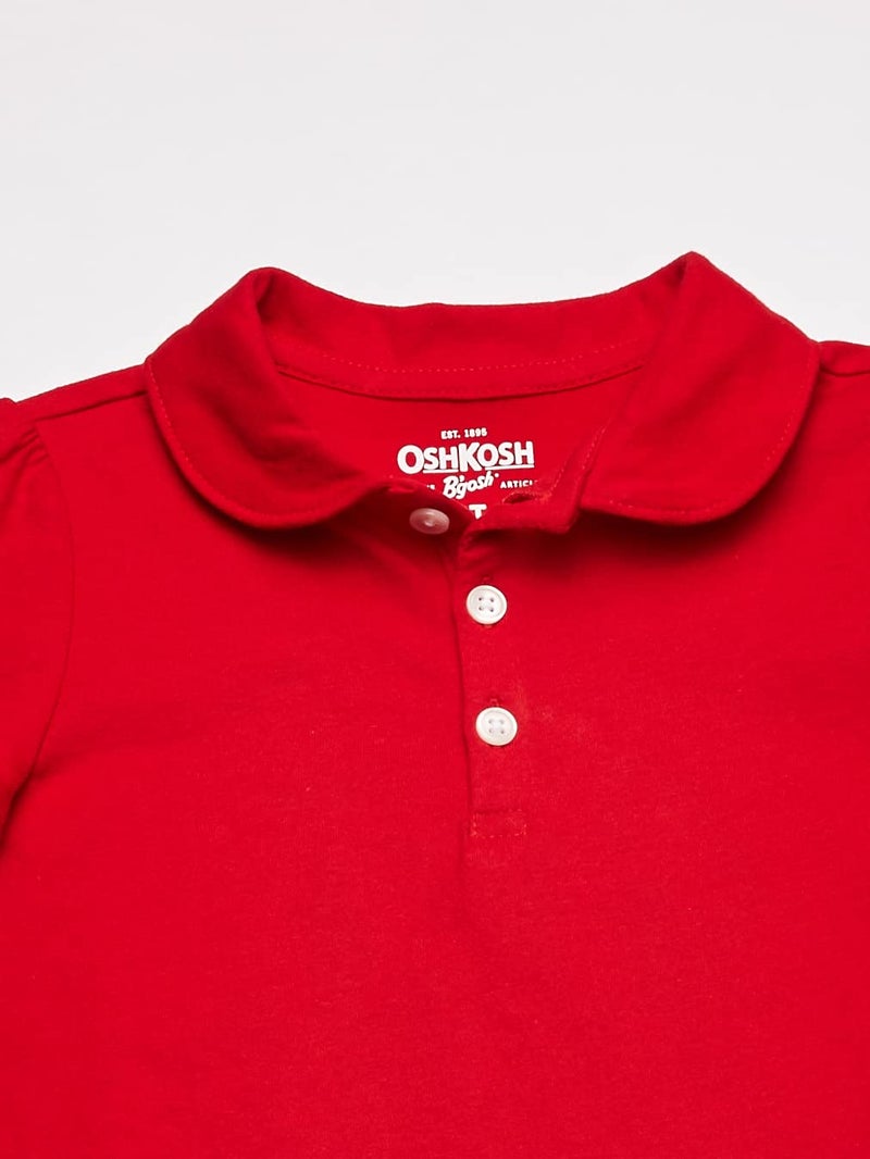 OshKosh B'Gosh Girls' Little Short-Sleeve Uniform Polo, Ruby Red, 8 - Image 2